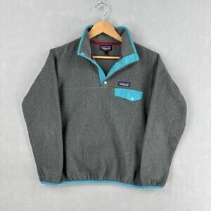 Patagonia Synchilla Jacket Womens Small Gray Fleece Snap-T Pullover Outdoor